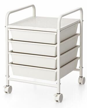 4 Drawer Rolling Utility Storage Cart Mobile Organizer Ivory White Open Box